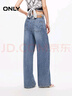 ONLY202秋季天絲柔軟舒適寬松高腰直筒褲牛仔褲女|124332004 J33 350水洗牛仔藍 S (160) 64A/SS 曬單實(shí)拍圖