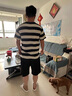 雅鹿夏天男士睡衣短袖短褲薄款青少年學(xué)生可外穿大碼家居服夏款男套裝 6606條紋桃心 M 學(xué)生【90-115斤】 曬單實(shí)拍圖