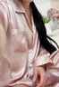 金三塔商場同款真絲睡衣女兩件套100%桑蠶絲寬松情侶絲綢睡衣套七夕禮物 胭脂紅（重磅19姆米） M 曬單實拍圖