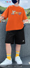 特步（XTEP）兒童運動套裝夏季短袖短褲兩件套冰絲速干2025新款6-16歲男童夏裝 橘T黑褲9374 150 曬單實拍圖
