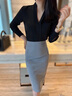 百顏黑色襯衫女士氣質(zhì)職場(chǎng)通勤上衣西服內(nèi)搭襯衣顯瘦知性干練正式場(chǎng)合 黑色長(zhǎng)袖襯衫 S 曬單實(shí)拍圖