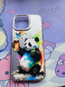 HotFire 適用蘋果15promax手機殼 iPhone 15ProMax保護套全包防摔硬殼極光炫彩鐳射簡約潮流涂鴉-歡慶熊貓 曬單實拍圖