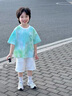 小豬班納兒童短袖T恤純棉2025新款女童洋氣扎染半袖夏季男童夏裝運動上衣 【純棉】藍(lán)綠/X線條機(jī)甲 130 （體重46-56） 曬單實拍圖
