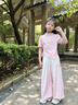 moonkids女童冰絲短褲夏季新款休閑褲子外穿2025新款夏裝兒童速干半褲女孩 18167粉色漸變防蚊褲 140 cm 曬單實(shí)拍圖