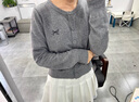 斤慕開(kāi)衫灰色女2025新款針織外套春季短款外搭上衣開(kāi)春韓系刺繡薄款 灰色 薄款 曬單實(shí)拍圖