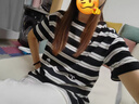 她池中長款T恤2025夏裝新款女裝條紋卡通刺繡寬松款短袖上衣T51B0302T 曬單實拍圖