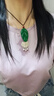 冰種帝王綠翡翠色玉髓樹葉男女款吊墜項鏈瑪瑙首飾禮物金枝玉葉 曬單實(shí)拍圖