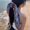 CHANEELR & KARITH春夏新款時尚復(fù)古系脖高級感小方巾配飾生日母親節(jié)禮物送實用 孔雀藍 曬單實拍圖