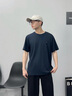 TOMMY HILFIGER【輕涼感】25夏季男絲棉混紡輕薄平紋針織純色短袖T恤41170 藏青色DW5 L （推薦：150-165斤） 曬單實(shí)拍圖
