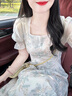 莫代爾新中式國風(fēng)復(fù)古氣質(zhì)碎花連衣裙女2025夏季新款收腰過膝海邊度假裙 碎花連衣裙 M 曬單實(shí)拍圖