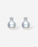 周六福白18K金鉆石珍珠耳釘耳飾生日禮物女X0913403 約7.5mm 一對(duì) 曬單實(shí)拍圖