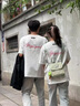 安初夏重磅純棉刺繡短袖t恤男夏季寬松美式高街潮牌情侶裝半袖小眾上衣 白象灰【紅色字母】精梳純棉 XL 115-135斤 曬單實拍圖