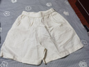MUJI女式 漢麻 棉 輕便短褲 褲子女款休閑褲 25年夏季 女裝BE1W0C5S 象牙色條紋 S （155/62A） 曬單實(shí)拍圖