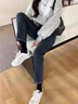 PMOG加絨牛仔褲女直筒高腰九分煙管褲2023年新款秋冬加厚彈力修身保暖 藍灰色直筒褲 加絨 L 曬單實拍圖