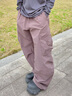 藍(lán)岐夏裝BLUE戶外潮流側(cè)口袋防潑水工裝褲可調(diào)節(jié)束腳百搭彎刀褲子女裝 臟粉色 S （WS） 曬單實拍圖