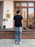 卡賓（CABBEEN）【寬松純棉】復(fù)古牛仔褲男2025夏季新款刺繡cleanfit直筒長(zhǎng)褲 蔚藍(lán)色47 31 /175/L 曬單實(shí)拍圖