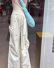 衣然呈品工裝休閑褲女春秋季新款蝴蝶結(jié)小熊印花運(yùn)動(dòng)速干高腰闊腿長(zhǎng)褲子女 杏色 M 【建議95-110斤】 曬單實(shí)拍圖