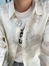 森馬（Semir）長袖襯衫女中長款oversize松弛感2025夏水墨滿印襯衣109325105002 曬單實(shí)拍圖