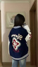 MXQP美式復古字母刺繡拼接棒球服外套女2025春季新款潮流百搭學(xué)生夾克 A85藏青色 【皮袖雙層寬松版】 L 【建議100-125斤】 曬單實(shí)拍圖