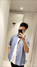 暢登工裝短袖襯衫男港風(fēng)日系薄款襯衣夏季潮牌潮流衣服設(shè)計(jì)感高級(jí)外套 藍(lán)色 【186】 M 【100斤左右】 曬單實(shí)拍圖