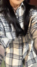 JRET格子防曬襯衫女夏薄款2025新款上衣寬松休閑開(kāi)衫外搭春夏長(cháng)袖襯衣 黑色 L 建議100-120斤 曬單實(shí)拍圖