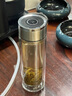 水莫停雙層玻璃杯隔熱銀離子抗菌男士泡茶杯車(chē)載便攜茶水分離商務(wù)水杯子 一鍵速開(kāi)鋼本色 320ml 1只 曬單實(shí)拍圖