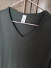 羅蒙（ROMON）莫代爾短袖t恤男裝V領(lǐng)上衣服速干冰絲涼感體恤衫夏天半袖簡(jiǎn)約百搭 8803黑色 M 曬單實(shí)拍圖
