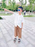 卡兔藍貓（KATULANMAO）男童襯衫套裝夏季2024新款帥氣兒童童裝夏裝男孩夏款短袖棉麻衣服 白色 140cm 曬單實拍圖