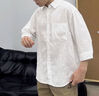 杰雷諾冰感天絲亞麻短袖襯衫男士夏季薄款寬松順滑易打理簡(jiǎn)約七分袖襯衣 白色【冰絲亞麻】 M 適合100-125斤 曬單實(shí)拍圖