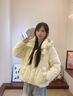 香影鵝黃色羽絨服女短款2024冬裝新款面包服小個(gè)子連帽白鴨絨外套 黃色 S 曬單實(shí)拍圖