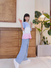 優(yōu)優(yōu)1點(diǎn)（Yoyo one）女童夏季套裝2025新款中大童洋氣韓版夏裝兒童女孩休閑短袖兩件套 15013藍(lán)+18897漸變【夏季天絲】 150 曬單實(shí)拍圖