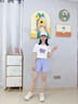 McTicco女童速干運動(dòng)套裝夏季兒童羽毛球網(wǎng)球訓練服夏裝中大童短袖兩件套 9889棉T白色+紫色短褲 120 120cm 曬單實(shí)拍圖