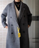 三彩冬款雙排扣長(cháng)款阿爾巴卡雙面呢大衣毛呢外套寬松 礦石灰 L 165/88A 曬單實(shí)拍圖