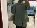 VEOX鹽系百搭休閑短袖襯衫女夏季新款寬松學(xué)院風(fēng)小清新氣質(zhì)polo領(lǐng)上衣 薄荷綠 L （95-105斤） 曬單實(shí)拍圖