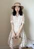 DOMIAMIAKIDS孕婦裙夏季連衣裙子小清新大碼寬松孕婦裝碎花外出孕媽媽夏裝 黃花碎花連衣裙 L（建議體重120-135斤） 曬單實(shí)拍圖