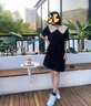 FSHE2025夏季新款韓版小眾設計蝴蝶結娃娃領(lǐng)撞色連衣裙女寬松顯瘦裙子 黑色 L _建議125斤內 曬單實(shí)拍圖