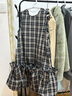 GREEN BELT城市曠野25夏全棉格紋連衣裙女V領(lǐng)立體褶皺大裙擺裙子 曬單實(shí)拍圖