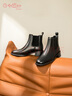 金利來(lái)（Goldlion）女靴秋冬季切爾西靴女圓頭套腳女靴粗跟通勤短靴G608440116黑色37 曬單實(shí)拍圖
