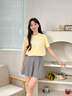 Calvin KleinJeans25夏季女士休閑通勤ck俏皮字母印花純棉短袖T恤47B862G RM9-日光黃 XS 曬單實拍圖