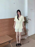 婉扣（WANKOU）帶胸墊性感睡衣女夏季綿綢2025新款輕奢高級感可外穿睡衣家居服女 星慧黃 帶胸墊短袖短褲 L 【95斤-115斤】 曬單實拍圖