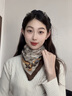 啄木鳥(niǎo)磁吸三角護頸小圍巾女秋冬季2024新款棉麻絲巾感脖子方巾圍脖禮物 咖邊【皮扣羽毛磁扣棉方巾】 曬單實(shí)拍圖