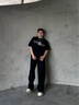 卡賓（CABBEEN）【彎刀褲】寬松直筒休閑褲男夏季黑色闊腿松緊帶長褲 煤黑色01（寬松版型） XL /180/52 曬單實拍圖