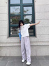 棉致冰絲休閑褲子女薄款2025新款小個(gè)子垂感高腰寬松彎刀涼涼山本褲 E588紫色【高品質(zhì)23.5】 L 110-125斤 曬單實(shí)拍圖