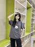 紫涵（ZIHAN）紫涵小狗印花圓領(lǐng)短袖T恤女2025夏季新款可愛(ài)少女感寬松直筒上衣 學(xué)院灰 L 曬單實(shí)拍圖