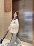 兜兜王國女童春秋款外套2025新款女孩休閑夾克洋氣時(shí)髦兒童春裝字母棒球服 米白色 150 曬單實(shí)拍圖
