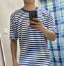 條條絲頓新款短袖體能服?；晟婪垂庠O計夜間戶外跑步訓練條紋速干t恤套裝 單上衣 180-185/92-96 曬單實拍圖