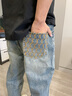 卡賓（CABBEEN）【寬松純棉】復古牛仔褲男2025夏季新款刺繡cleanfit直筒長褲 蔚藍色47 32 /180/XL 曬單實拍圖
