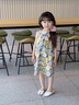 迪士尼女童吊帶連衣裙夏季2024新款兒童背心裙棉布洋氣寶寶碎花公主裙子 綠色 150 曬單實(shí)拍圖