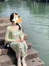棉致裙子女夏法式甜美小清新仙氣超仙森系開衫碎花吊帶連衣裙兩件套裝 綠色開衫+吊帶裙 【套裝】 M 【建議100斤-110斤內(nèi)】 曬單實拍圖