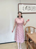 啄木鳥(niǎo)（TUCANO）母親節禮物新中式媽媽夏裝國風(fēng)連衣裙改良旗袍中老年女過(guò)膝長(cháng)裙子 粉色 3XL (推薦120-135斤) 曬單實(shí)拍圖